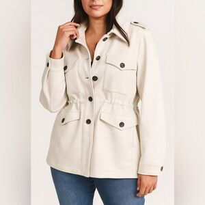 Rachel Roy Coat Women Safari-Type Lined Cinch Waist Button Up Classic. Size XL